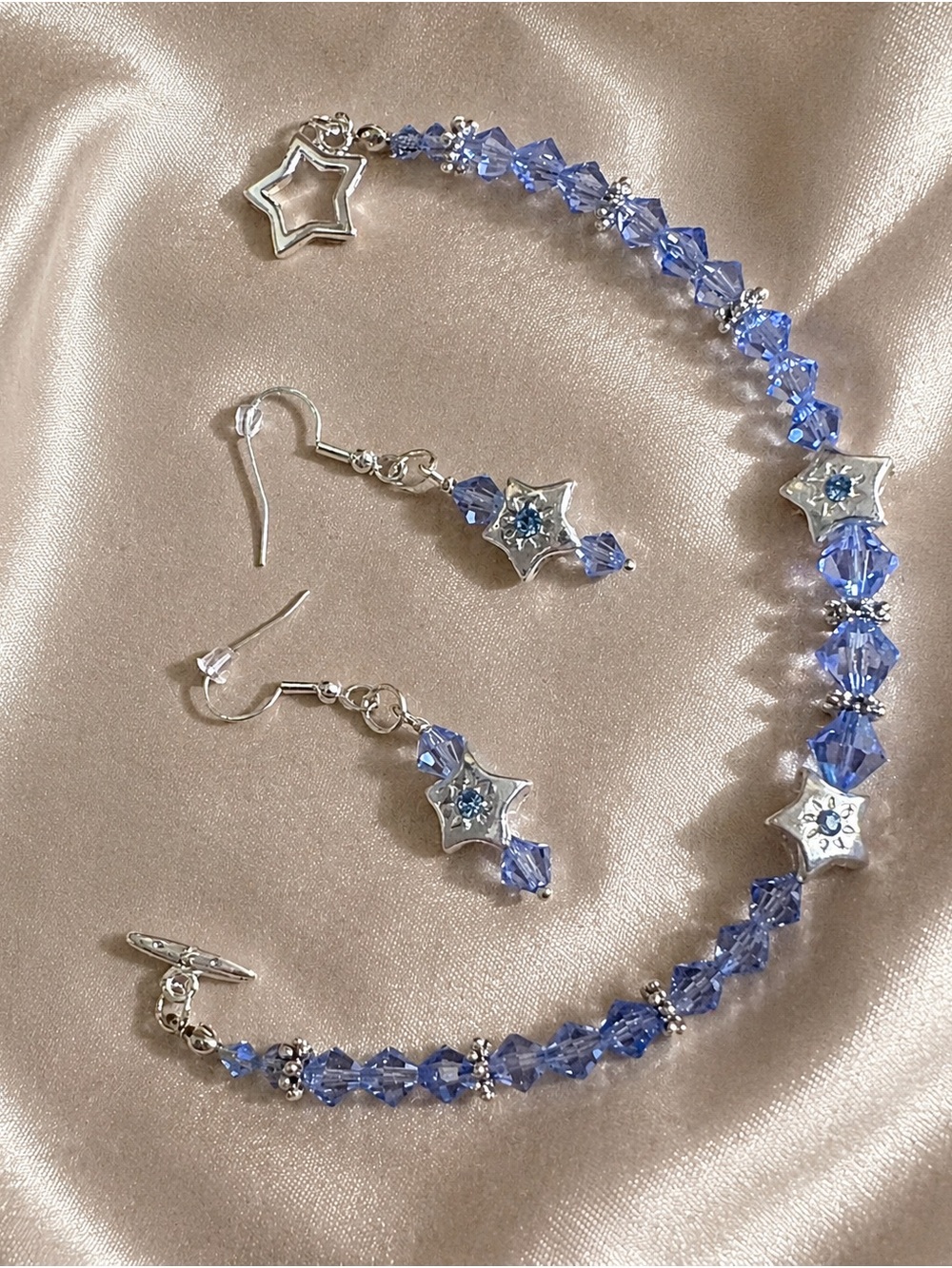 Silver & Periwinkle Star Swarovski Crystal Necklace and Earrings Set